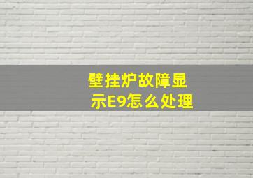 壁挂炉故障显示E9怎么处理