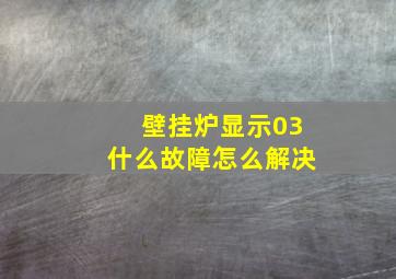 壁挂炉显示03什么故障怎么解决