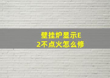 壁挂炉显示E2不点火怎么修