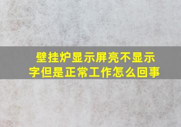 壁挂炉显示屏亮不显示字但是正常工作怎么回事