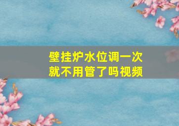 壁挂炉水位调一次就不用管了吗视频