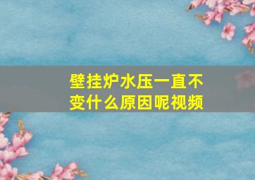 壁挂炉水压一直不变什么原因呢视频