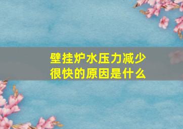 壁挂炉水压力减少很快的原因是什么