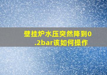 壁挂炉水压突然降到0.2bar该如何操作