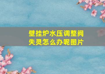 壁挂炉水压调整阀失灵怎么办呢图片