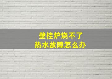 壁挂炉烧不了热水故障怎么办