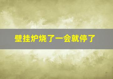 壁挂炉烧了一会就停了