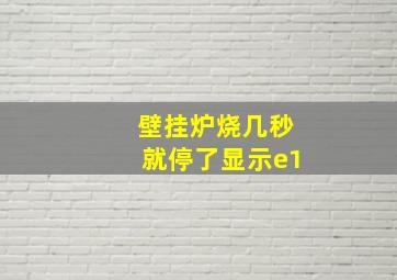 壁挂炉烧几秒就停了显示e1