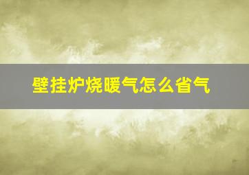 壁挂炉烧暖气怎么省气