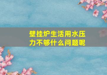 壁挂炉生活用水压力不够什么问题呢