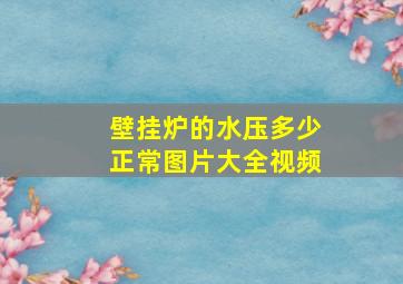 壁挂炉的水压多少正常图片大全视频