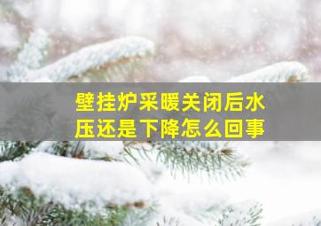 壁挂炉采暖关闭后水压还是下降怎么回事