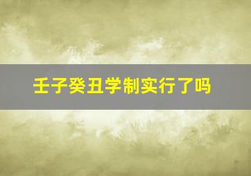 壬子癸丑学制实行了吗