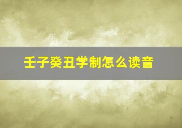 壬子癸丑学制怎么读音