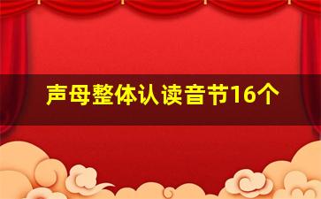 声母整体认读音节16个