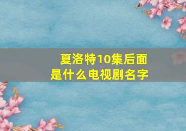 夏洛特10集后面是什么电视剧名字