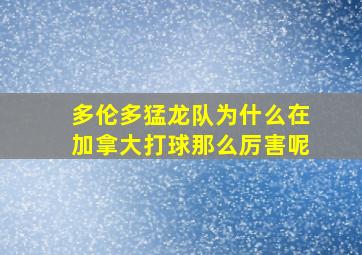 多伦多猛龙队为什么在加拿大打球那么厉害呢