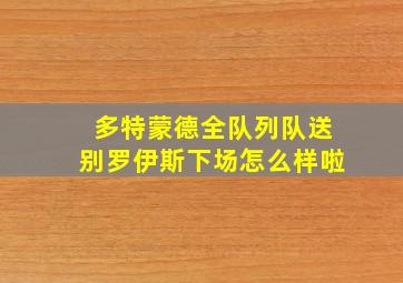 多特蒙德全队列队送别罗伊斯下场怎么样啦