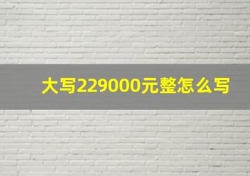 大写229000元整怎么写