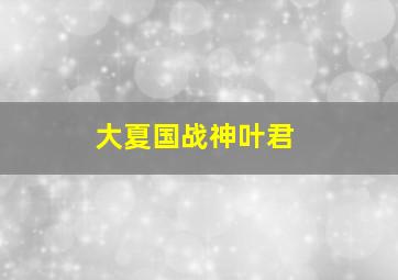 大夏国战神叶君