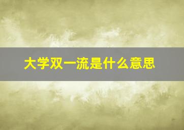 大学双一流是什么意思