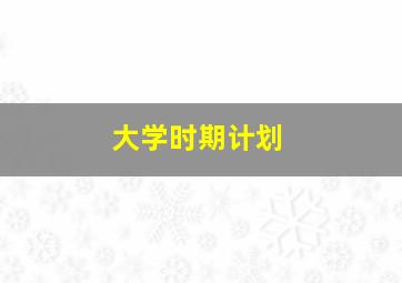 大学时期计划