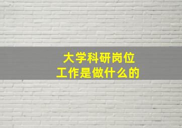 大学科研岗位工作是做什么的