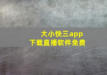 大小快三app下载直播软件免费