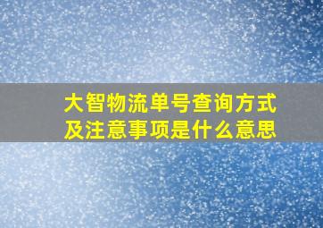 大智物流单号查询方式及注意事项是什么意思