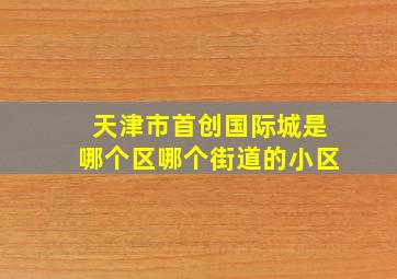 天津市首创国际城是哪个区哪个街道的小区