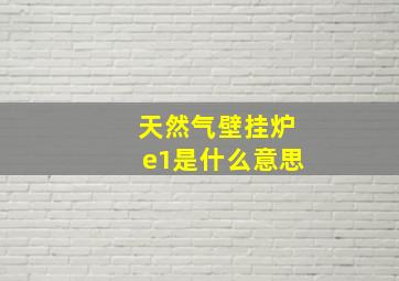 天然气壁挂炉e1是什么意思