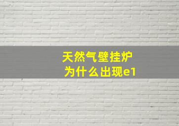 天然气壁挂炉为什么出现e1