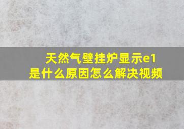 天然气壁挂炉显示e1是什么原因怎么解决视频