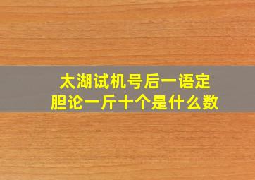 太湖试机号后一语定胆论一斤十个是什么数