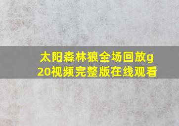 太阳森林狼全场回放g20视频完整版在线观看