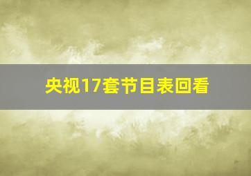 央视17套节目表回看