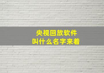 央视回放软件叫什么名字来着