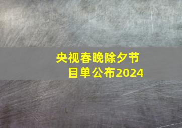 央视春晚除夕节目单公布2024