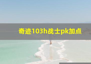 奇迹103h战士pk加点