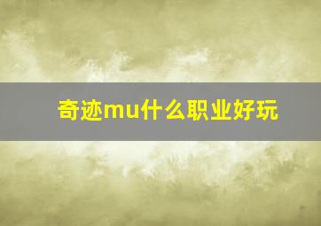 奇迹mu什么职业好玩