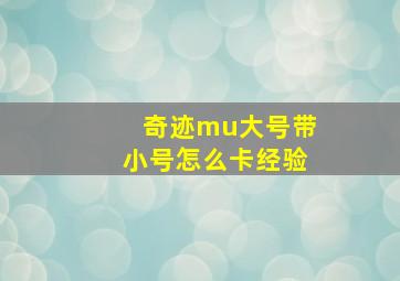 奇迹mu大号带小号怎么卡经验