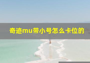 奇迹mu带小号怎么卡位的