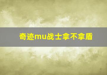 奇迹mu战士拿不拿盾