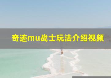 奇迹mu战士玩法介绍视频