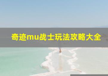 奇迹mu战士玩法攻略大全