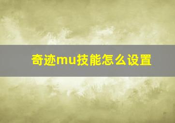 奇迹mu技能怎么设置