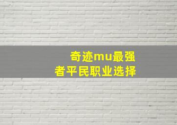 奇迹mu最强者平民职业选择