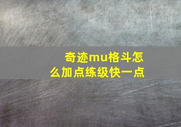 奇迹mu格斗怎么加点练级快一点