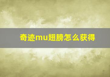 奇迹mu翅膀怎么获得