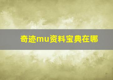 奇迹mu资料宝典在哪